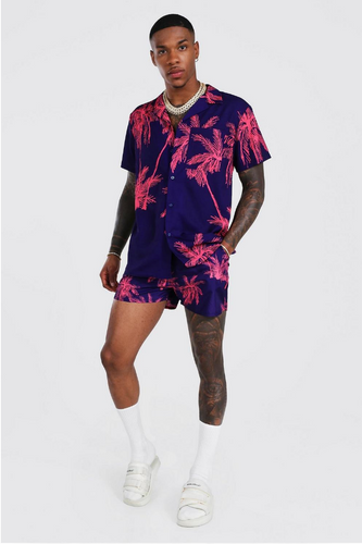 SHORT SLEEVE PALM SHIRT AND SWIM SET