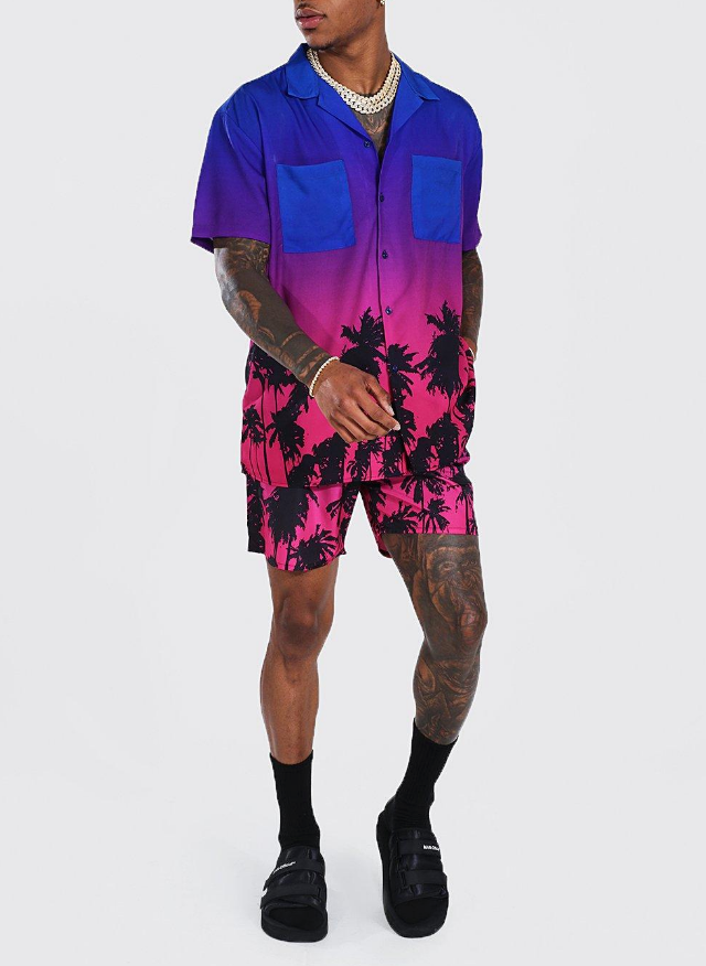 OVERSIZED OMBRE SHIRT AND SWIM SHORT SET