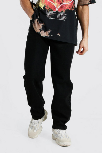 RELAXED FIT BLACK RIGID JEANS