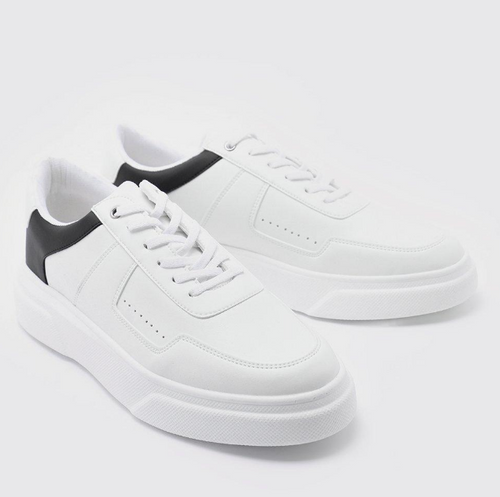 BACK PANEL FAUX LEATHER SMART TRAINERS