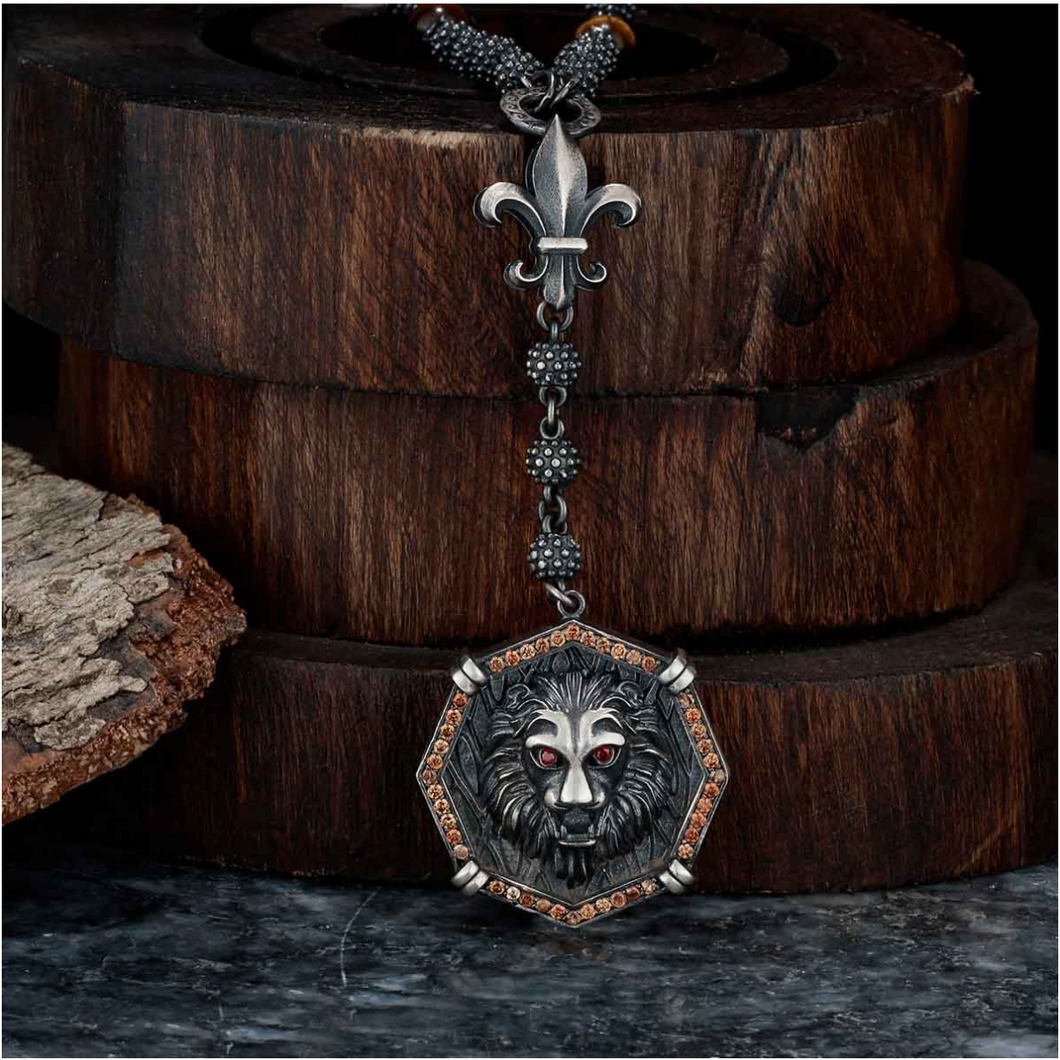 Lion Head in Silver Necklace