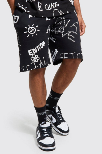Loose Fit Graphic Jersey Shorts