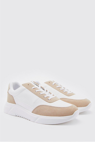 PANELLED FAUX SUEDE TRAINER